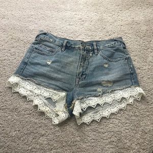 Free people high waisted shorts with lace
